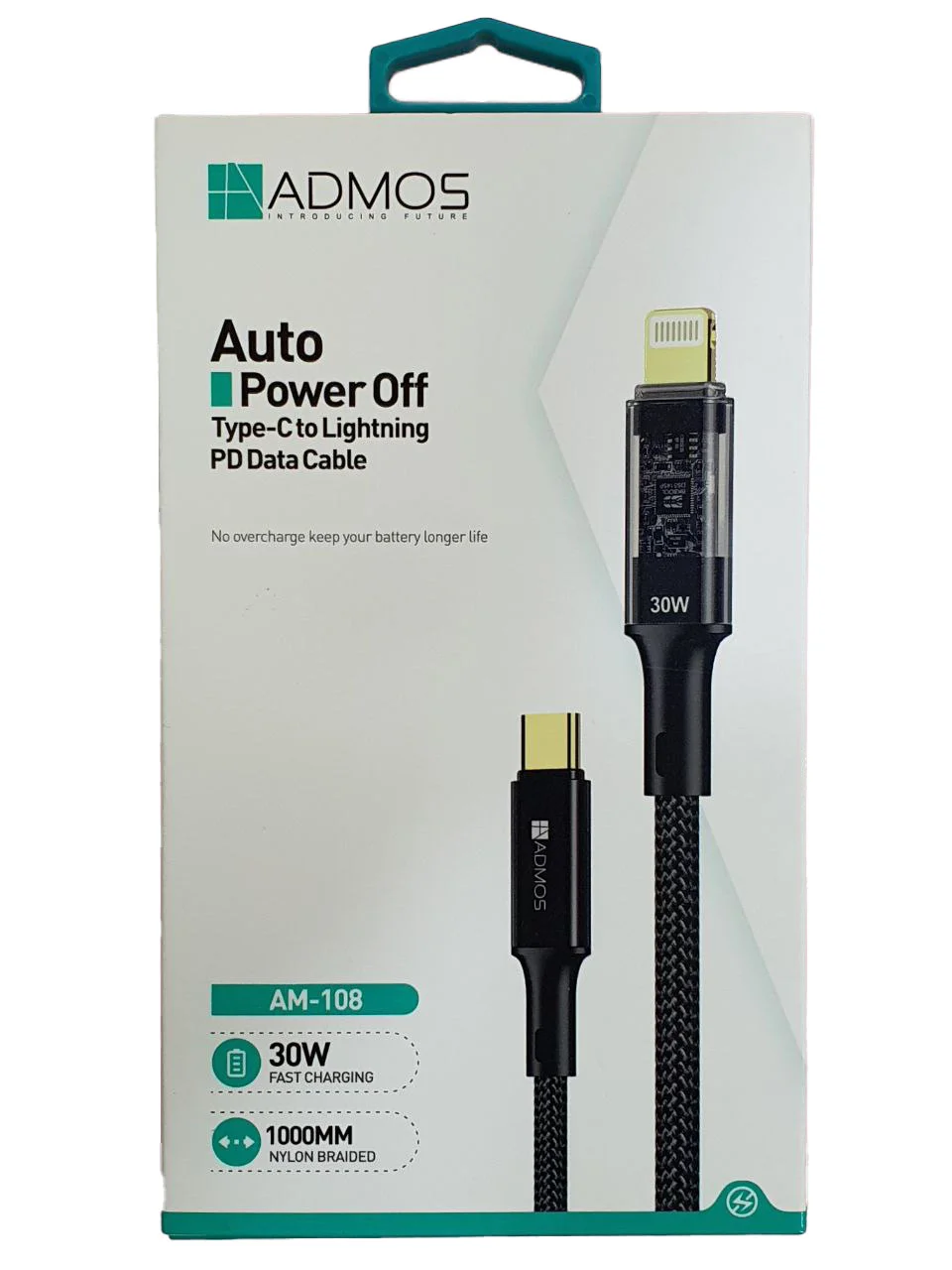 کابل تایپ سی به لایتنینگ 30 وات قطع خودکار ADMOS Auto Off