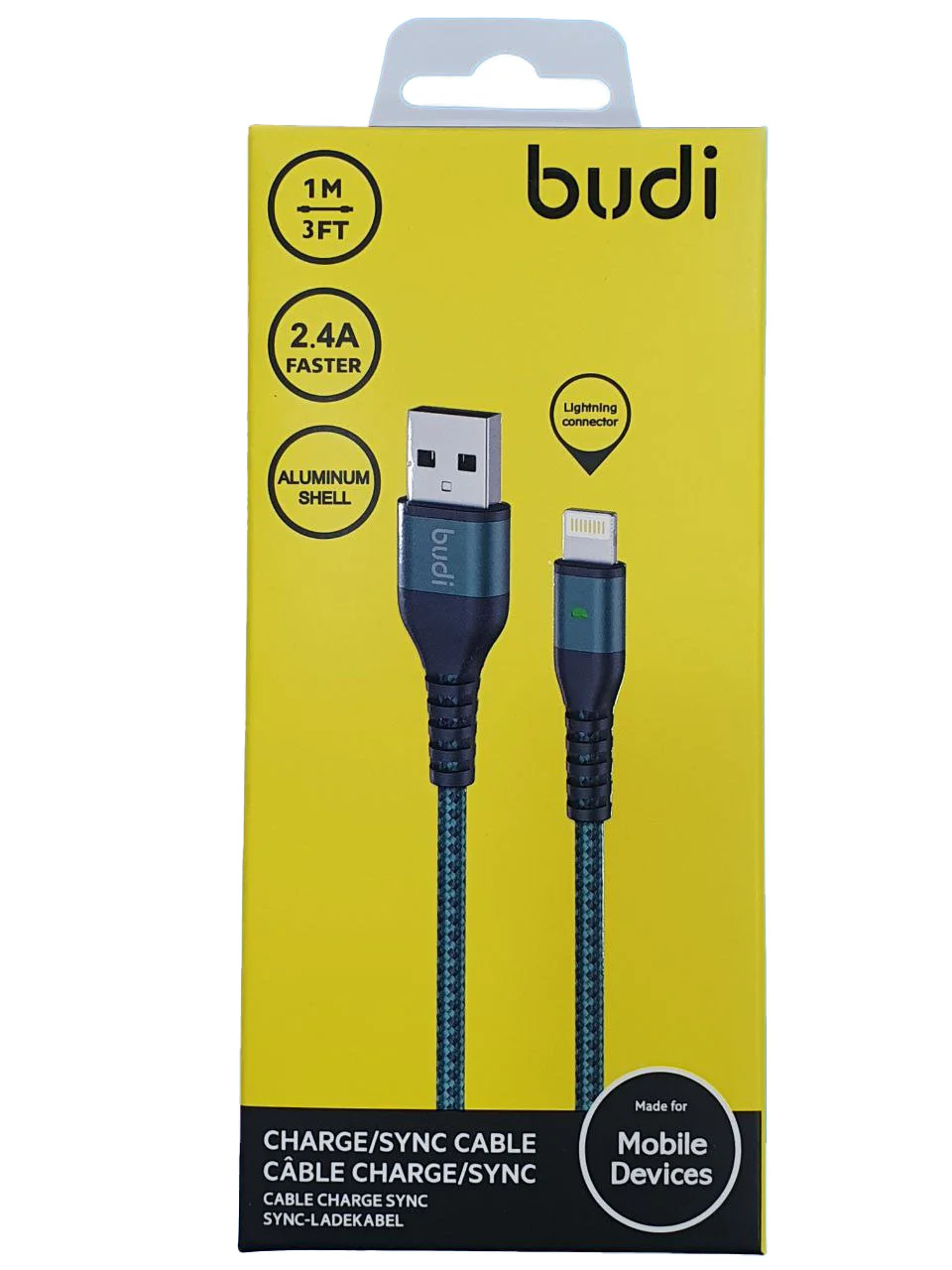 کابل کنفی آیفون بودی - Budi USB to iPhone LED