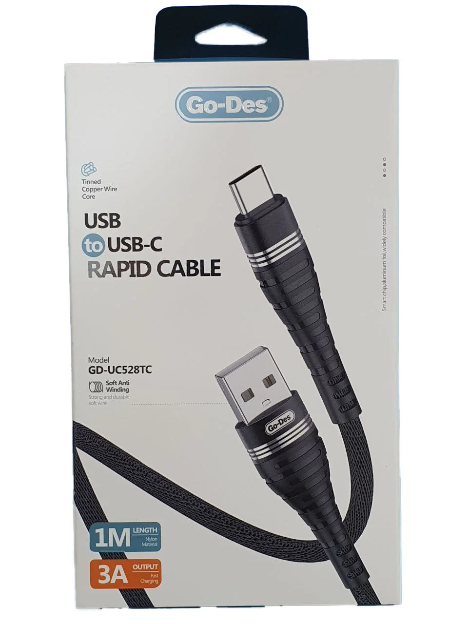 کابل نایلونی تایپ سی 1 متری 3 آمپر Go-Des Type C